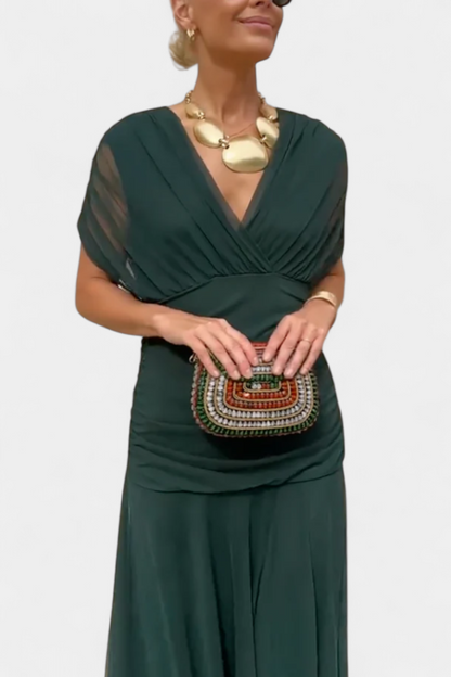 Langes Florales V-Ausschnitt Kleid für Damen | Florendra