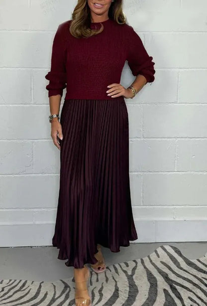 Klassisches Raffiniertes Kleid mit Plissee für Damen | Kleid -8