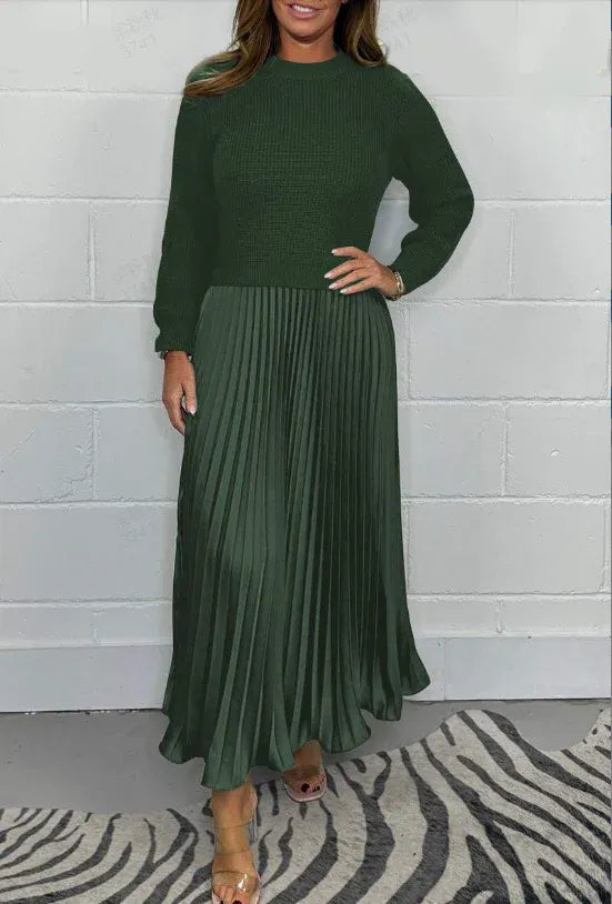 Klassisches Raffiniertes Kleid mit Plissee für Damen | Kleid -10