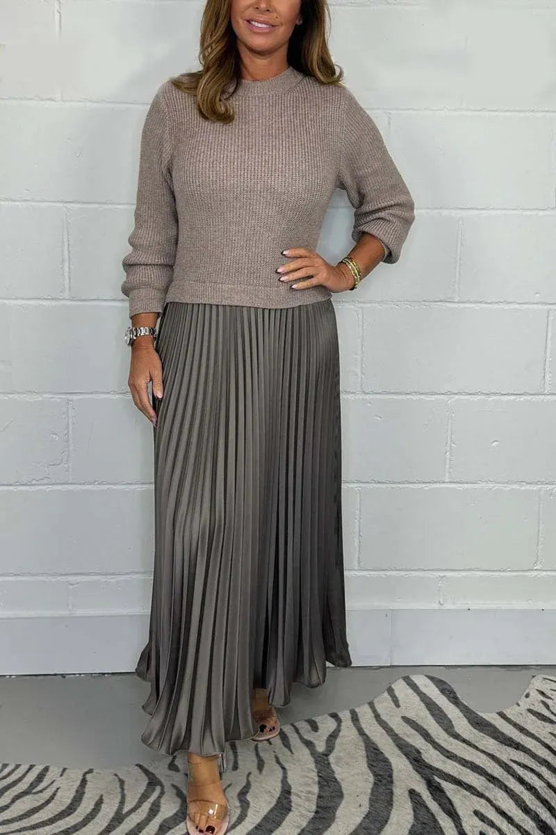 Klassisches Raffiniertes Kleid mit Plissee für Damen | Kleid -9