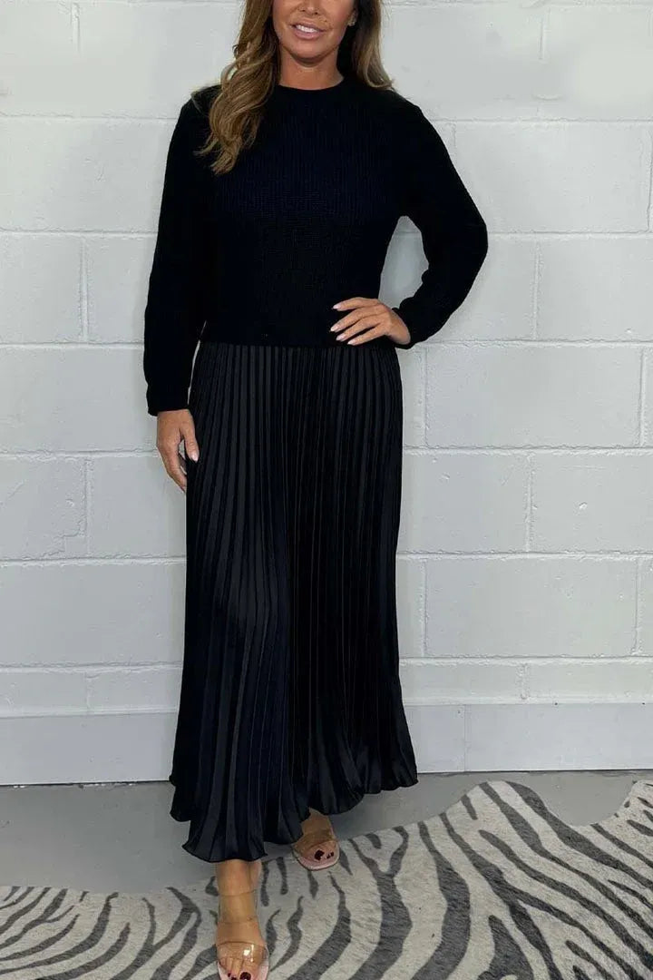 Klassisches Raffiniertes Kleid mit Plissee für Damen | Kleid -4