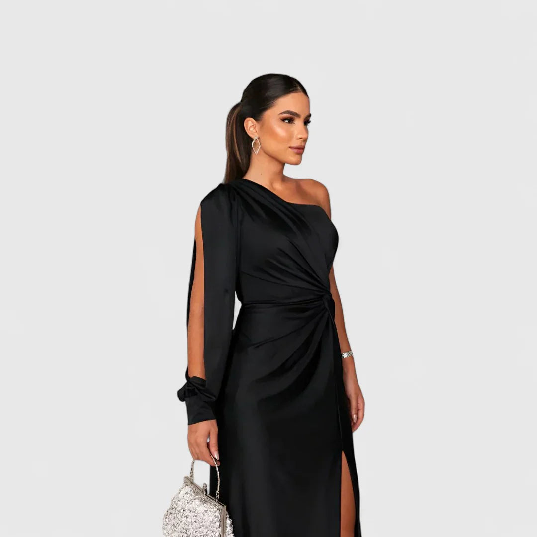 Elegantes Raffiniertes Maxikleid mit asymmetrischem Schnitt für Damen | Eleonora -4