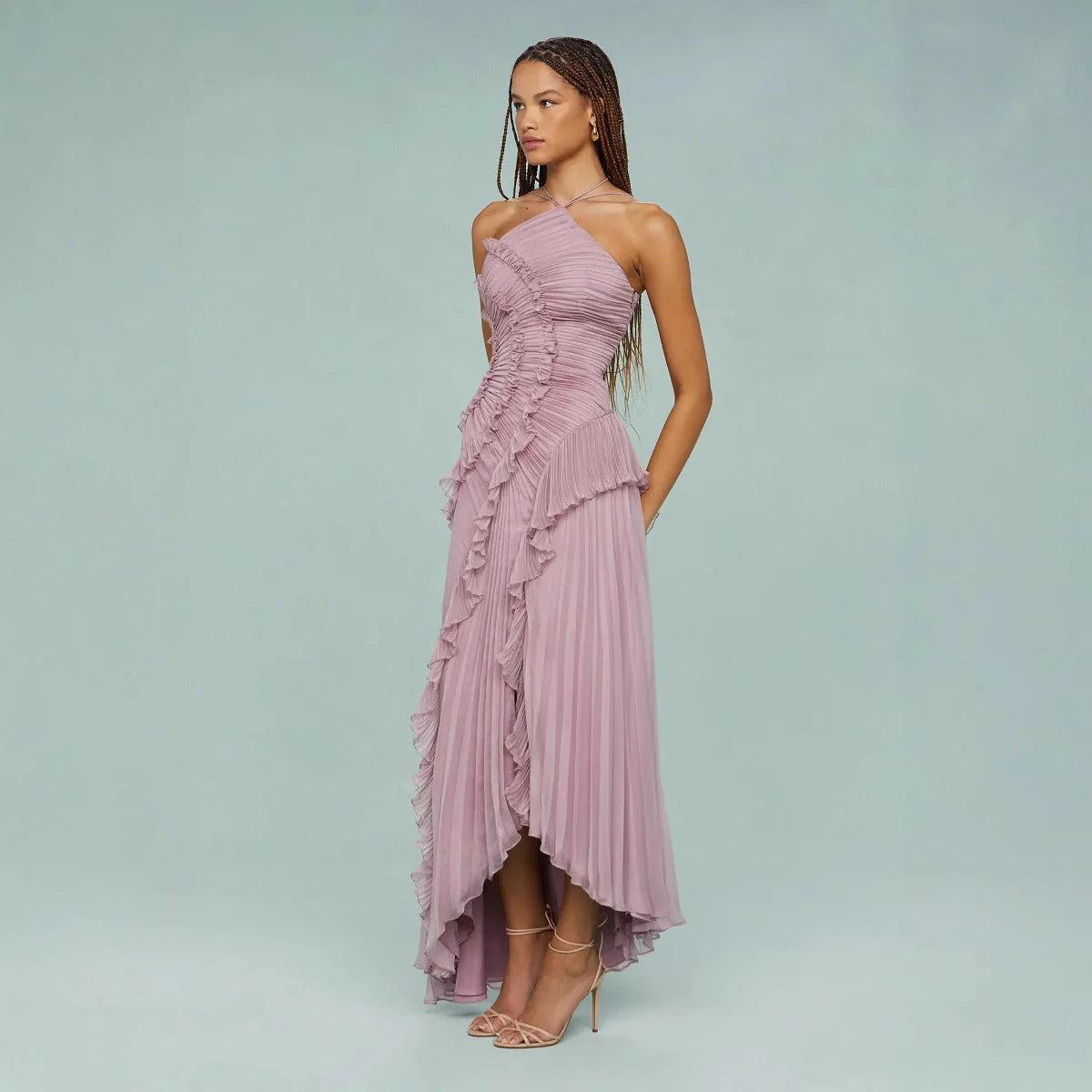 Klassisches Raffiniertes Kleid mit ärmellosem Schnitt für Damen | Kleid -2