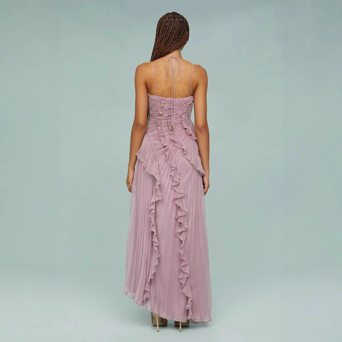 Klassisches Raffiniertes Kleid mit ärmellosem Schnitt für Damen | Kleid -4
