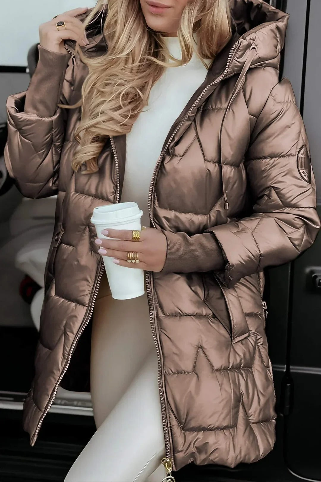 Klassische Feine Steppjacke mit Kapuze für Damen | Acolchada Elegante -3