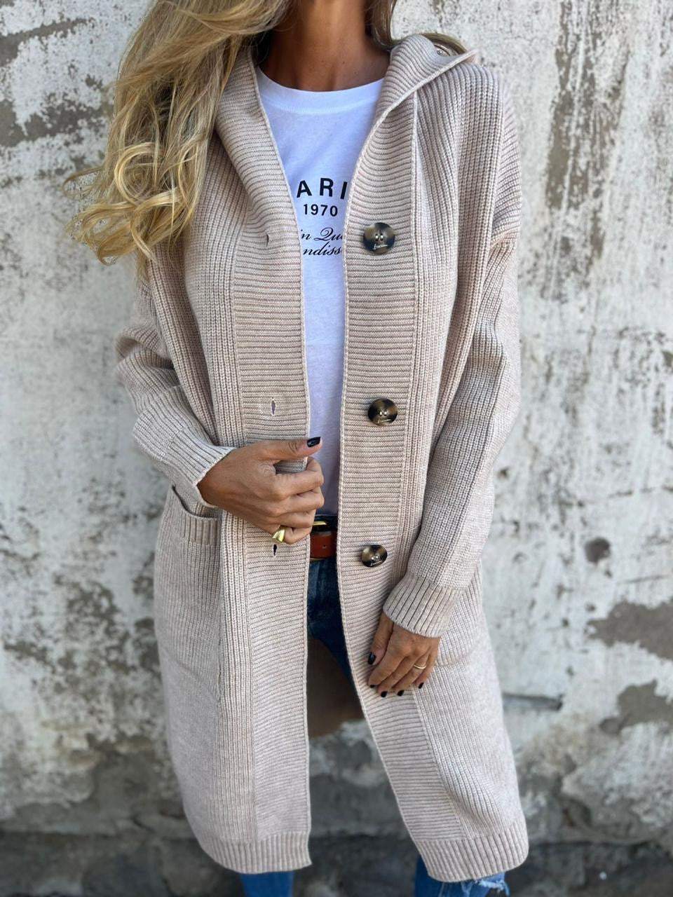 Langer Strick Strickjacke schick für Frauen | Velora -1