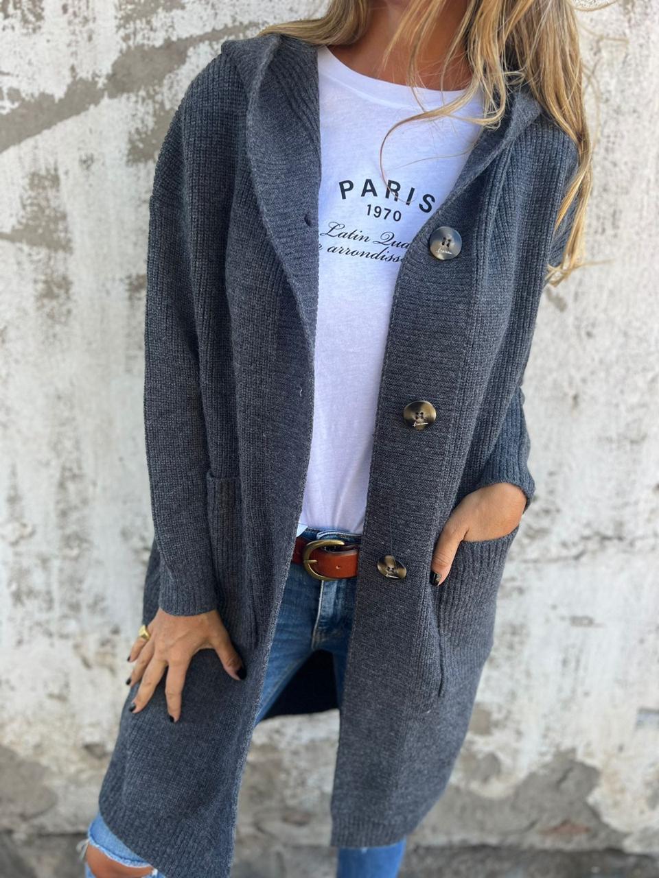 Langer Strick Strickjacke schick für Frauen | Velora -6