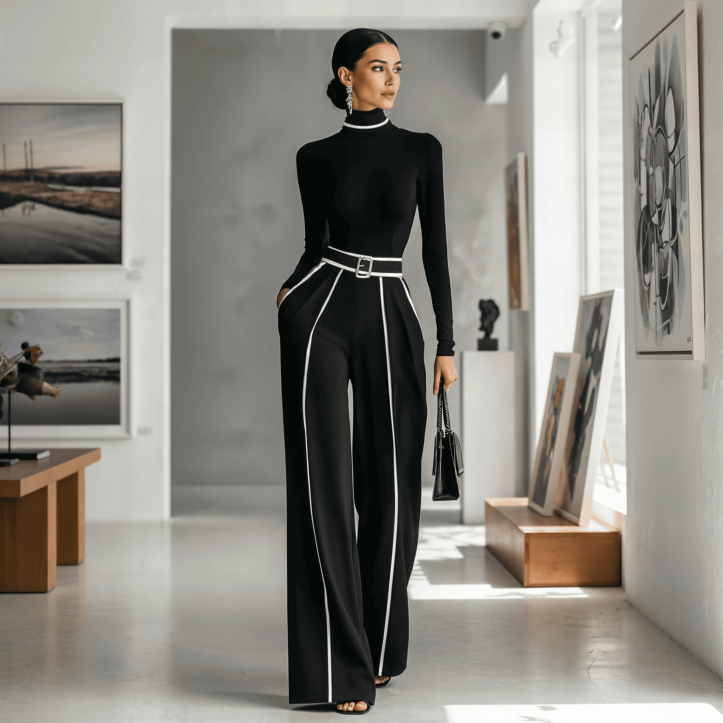 Elegantes Premium Set mit Kontrastdetails für Damen | Diseño Estilizador -8