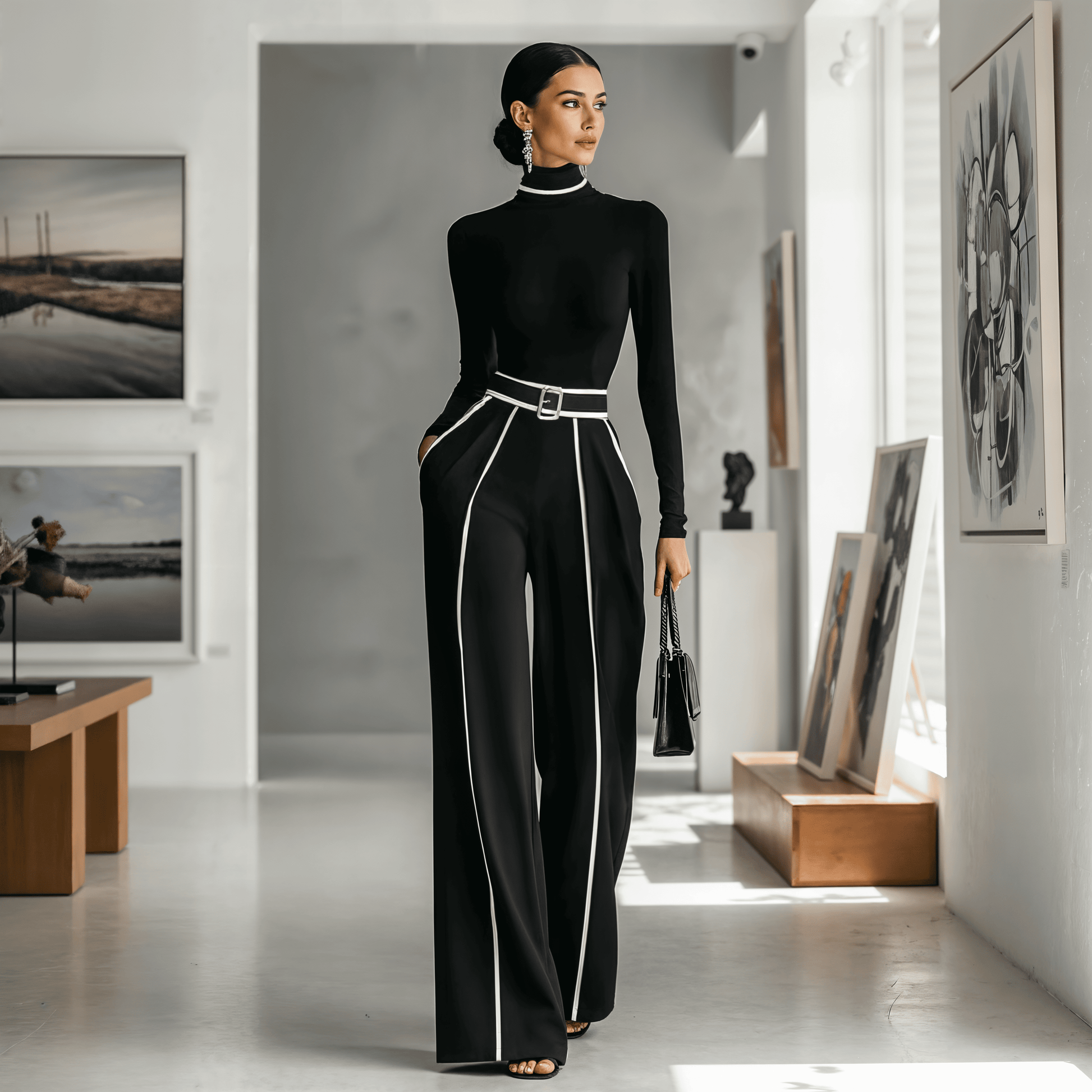 Elegantes Premium Set mit Kontrastdetails für Damen | Diseño Estilizador -8