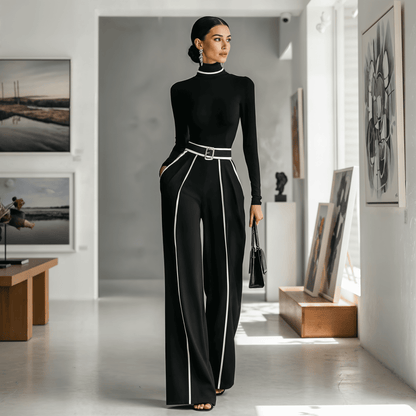 Elegantes Premium Set mit Kontrastdetails für Damen | Diseño Estilizador -8