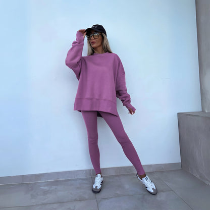Lässiges Sweatshirt- und Hosen-Set mit langen Ärmeln für Damen | Mirella