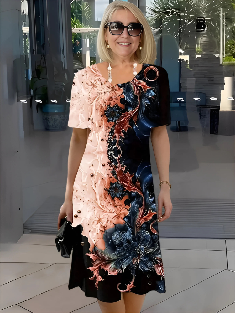 Elegantes Midikleid mit Print für Damen | Calindra