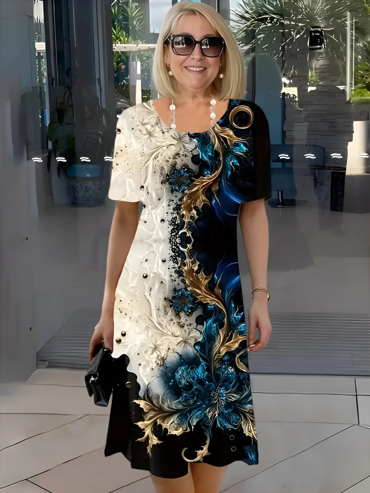 Elegantes Midikleid mit Print für Damen | Calindra