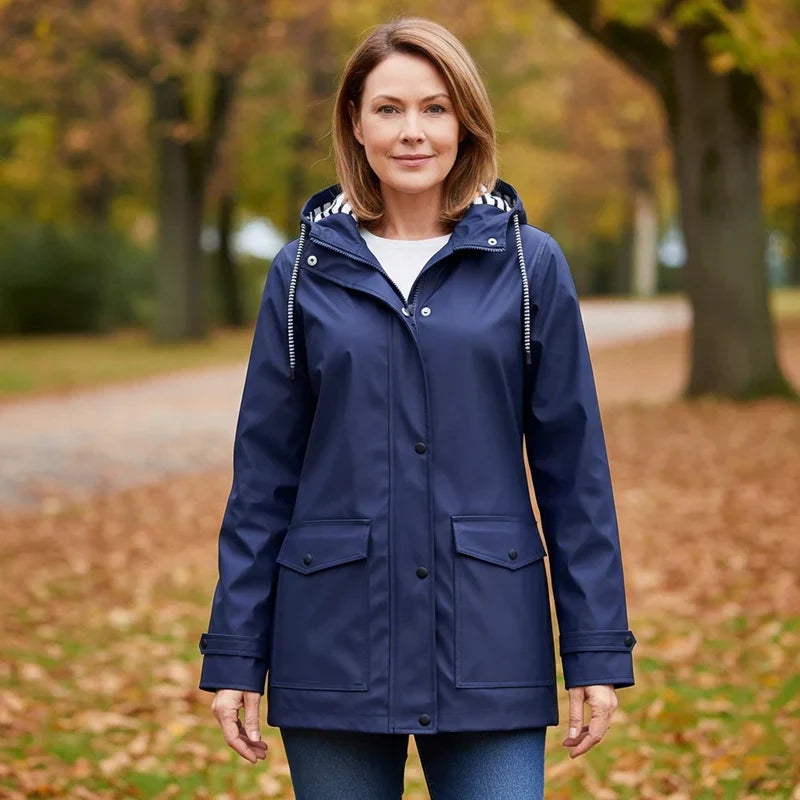Elegante Feine Windjacke mit geradem Schnitt für Damen | Sara -1