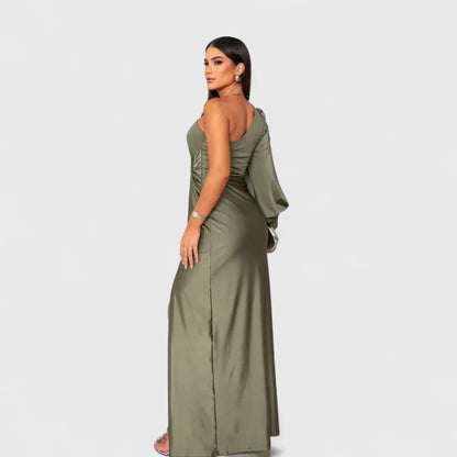 Elegantes Raffiniertes Maxikleid mit asymmetrischem Schnitt für Damen | Eleonora -8